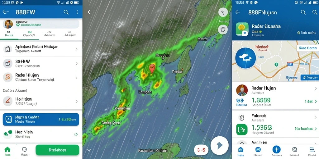 Screenshot antarmuka aplikasi Radar Hujan 888FW yang informatif.