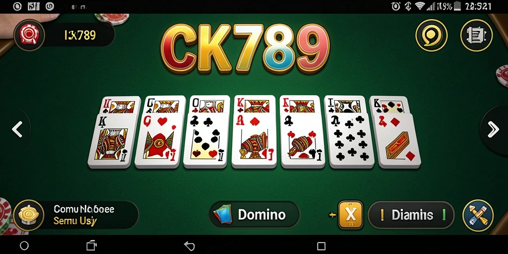 Tampilan utama CK789 dengan antarmuka game Domino yang interaktif.
