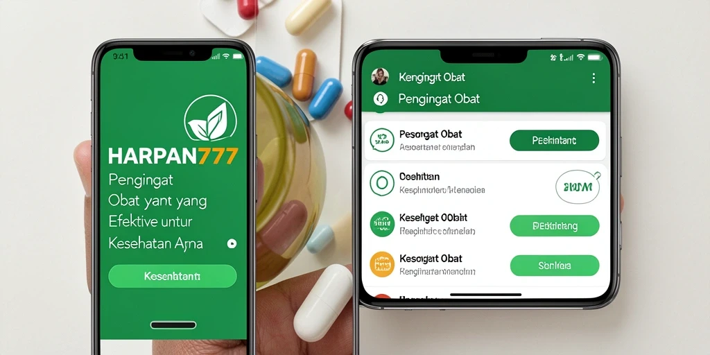 Antarmuka aplikasi Pengingat Obat HARAPAN777 yang sederhana dan efektif.