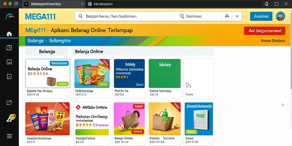 Tampilan antarmuka aplikasi MEGA111 untuk belanja online