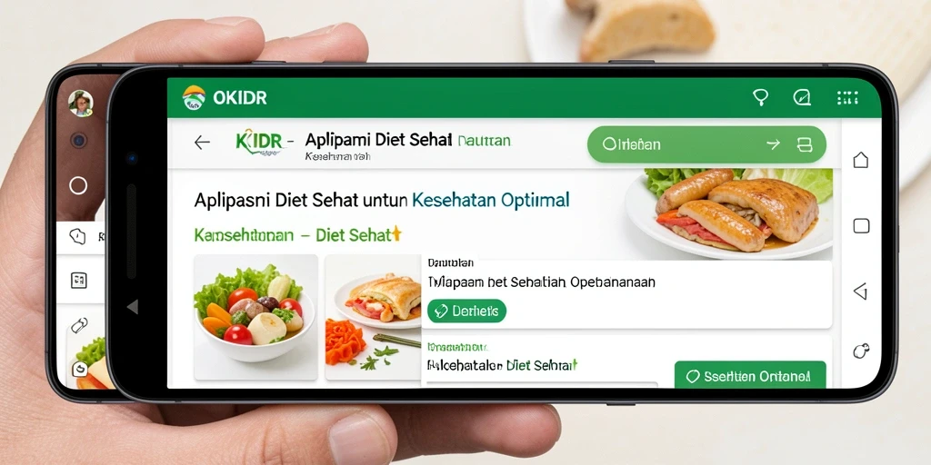 Tampilan antarmuka aplikasi OKIDR yang menawan untuk Diet Sehat.