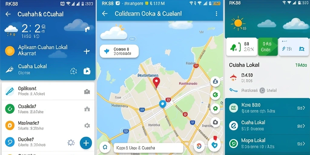 Tampilan antarmuka RK88 yang modern dan informatif untuk cuaca lokal.