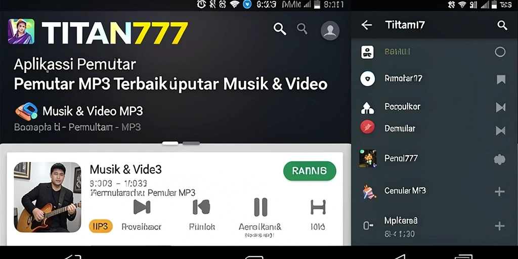 Antarmuka sederhana dan menarik dari TITAN777 untuk Pemutar MP3.