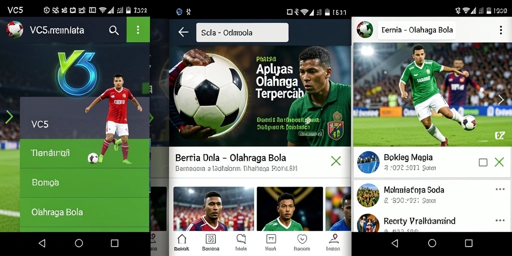 Antarmuka VC5 menampilkan informasi lengkap tentang berita olahraga bola.