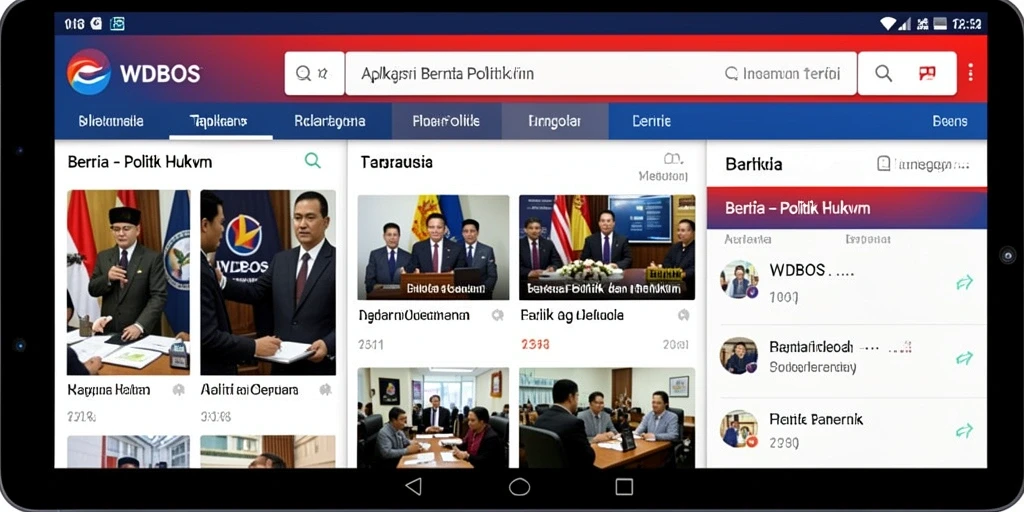 Tampilan modern dan fungsional aplikasi WDBOS untuk berita hukum dan politik.
